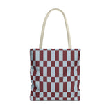 Blue Burgundy Checkerboard Tote Bag