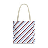 Blue Burgundy Diagonal Striped Tote Bag