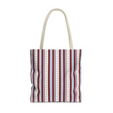 Blue Burgundy Dot Striped Tote Bag