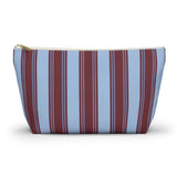Blue Burgundy Striped Makeup Bag