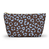 Brown Blue Leopard Print Makeup Bag