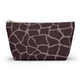 Brown Pink Giraffe Print Makeup Bag