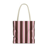 Brown Pink Striped Tote Bag