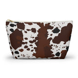 Brown White Cow Print Makeup Bag