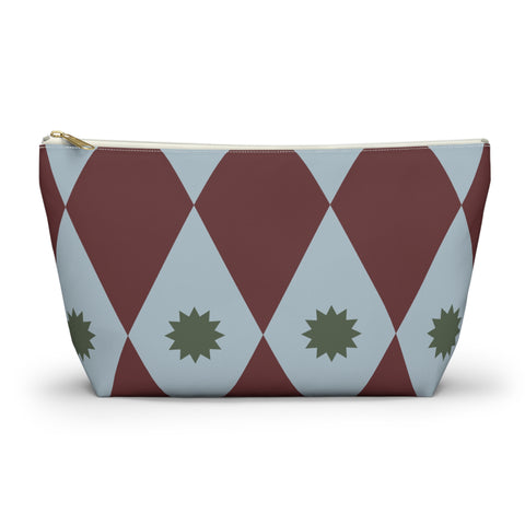 Burgundy Blue Diamond Makeup Bag