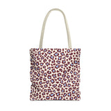Burgundy Blue Leopard Print Tote Bag