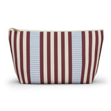 Burgundy Blue Pinstripe Makeup Bag