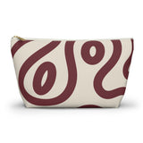 Burgundy Cream Abstract Makeup Bag