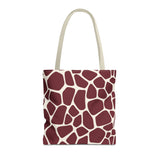 Burgundy Cream Giraffe Print Tote Bag