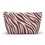 Burgundy Cream Zebra Print Makeup Bag