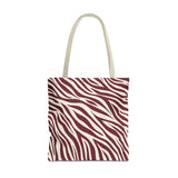 Burgundy Cream Zebra Print Tote Bag