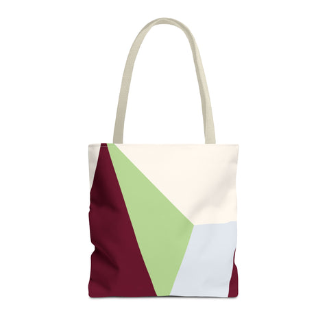 Burgundy Green Color Block Tote Bag