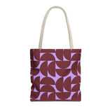 Burgundy Lilac Half Circle Tote Bag