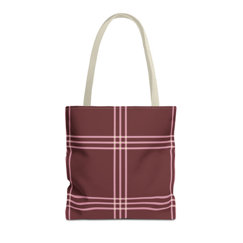 Burgundy Pink Plaid Tote Bag