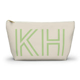 Cream Green Monogram Personalized Makeup Bag