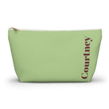 Green Burgundy Name Personalized Makeup Bag