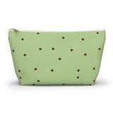 Green Burgundy Polka Dot Makeup Bag