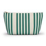 Green Cream Striped Makeup Bag