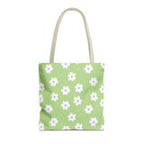 Green Daisy Floral Tote Bag