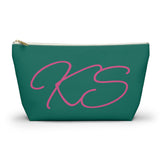 Green Pink Monogram Personalized Makeup Bag
