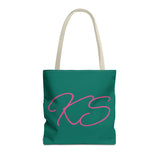 Green Pink Monogram Personalized Tote Bag