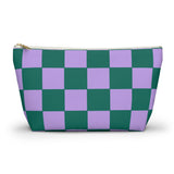 Green Purple Checkered Makeup Bag