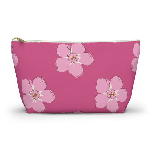 Hot Pink Blossom Floral Makeup Bag