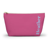 Hot Pink Blue Name Personalized Makeup Bag