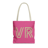 Hot Pink Green Monogram Personalized Tote Bag