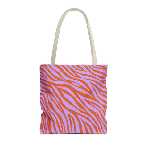 Lavender Orange Zebra Print Tote Bag