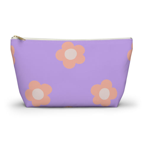 Lavender Peach Daisy Makeup Bag