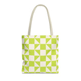 Lime Green Cream Geometric Tote Bag