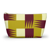 Mustard Burgundy Geometric Makeup Bag