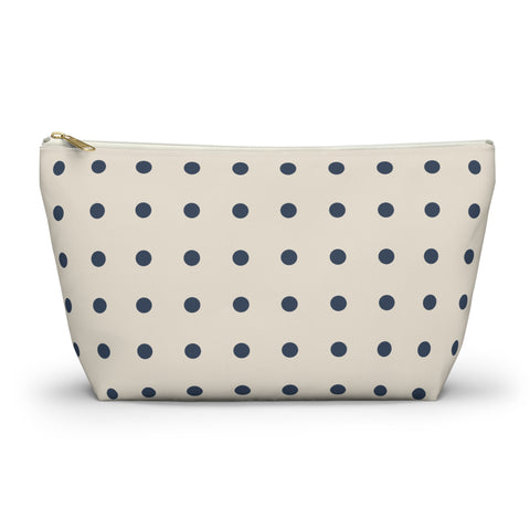 Navy Cream Polka Dot Makeup Bag
