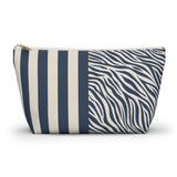 Navy Cream Zebra Striped Makeup Bag