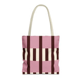 Pink Burgundy Cream Striped Tote Bag