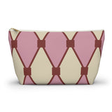 Pink Cream Diamond Pattern Makeup Bag