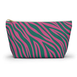 Pink Green Zebra Print Makeup Bag