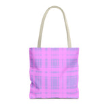 Pink Lavender Plaid Tote Bag