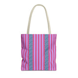 Pink Leopard Striped Tote Bag