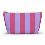 Pink Lilac Striped Makeup Bag