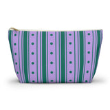 Purple Green Striped Makeup Bag