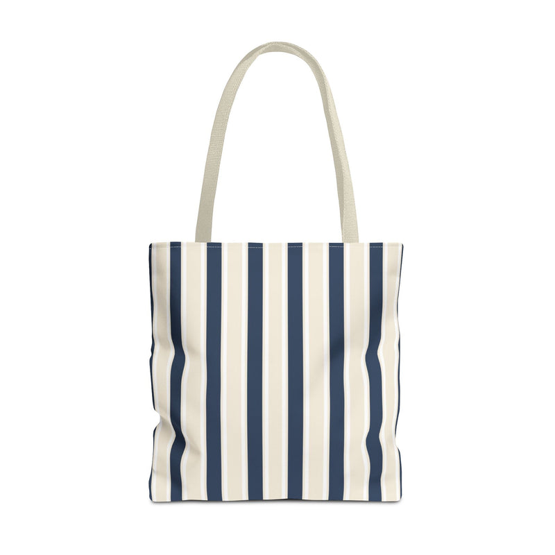 Navy Cream Striped Tote Bag