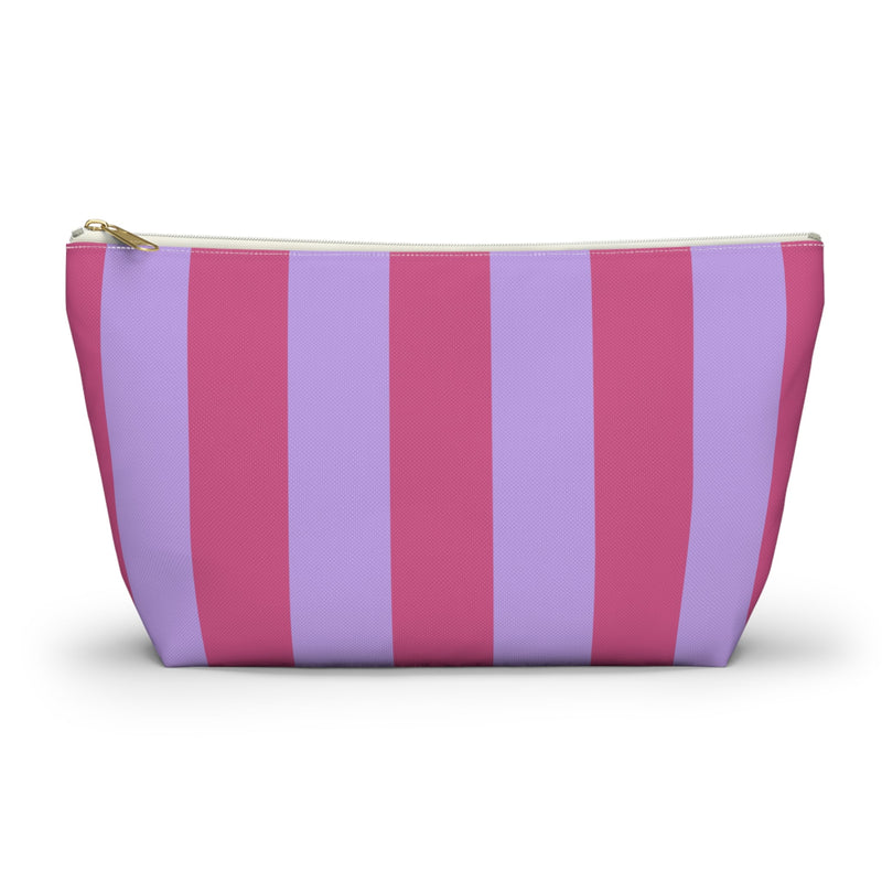 Pink Lilac Striped Makeup Bag