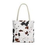 Black Brown Cow Print Tote Bag
