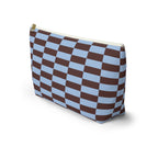 Side view of the blue brown brick makeup bag