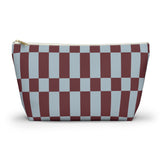 Blue Burgundy Checkerboard Makeup Bag