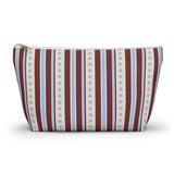 Blue Burgundy Dot Striped Makeup Bag