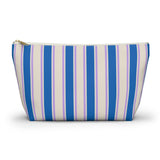 Blue Cream Striped Makeup Bag