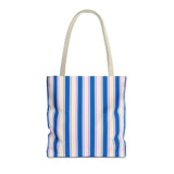 Blue Cream Striped Tote Bag